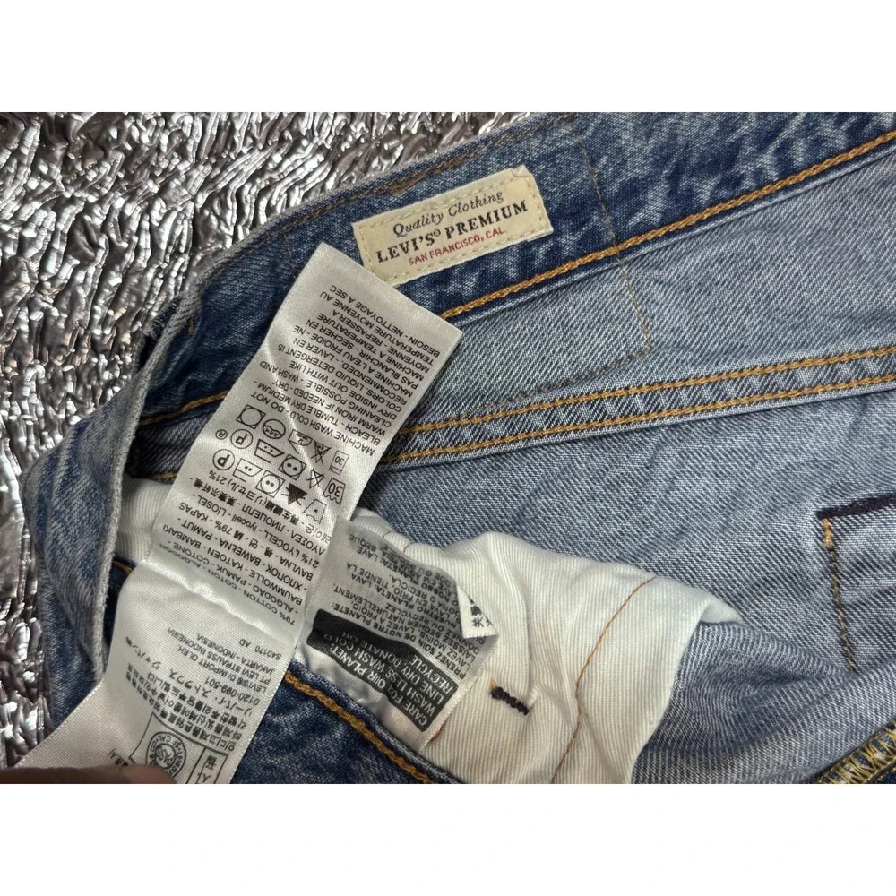 Levis 501 93 Straight Leg Jeans Light Wash Custom Doodle Graphics Mens 32x32